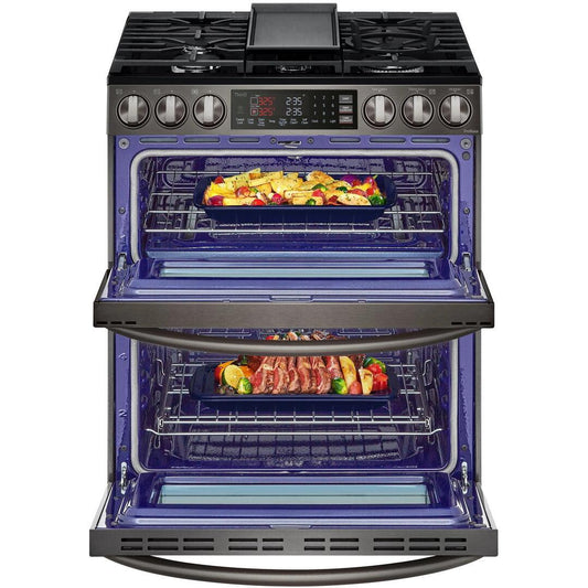 LG 30-inch Slide-In Gas Double Range with ProBake® Convection and InstaView® LTGL6937D
