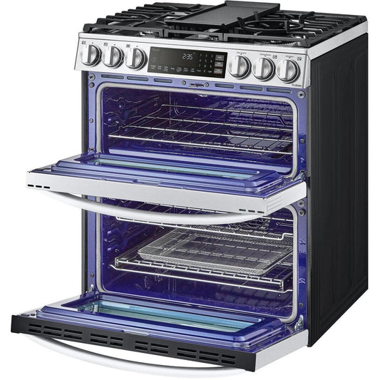 LG 30-inch Slide-In Gas Double Range with ProBake® Convection and InstaView® LTGL6937F