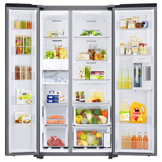 Samsung 36-inch, 28 cu. ft. Counter-Depth Side-by-Side Refrigerator with  Beverage Center™ RS28CB7600QLAA